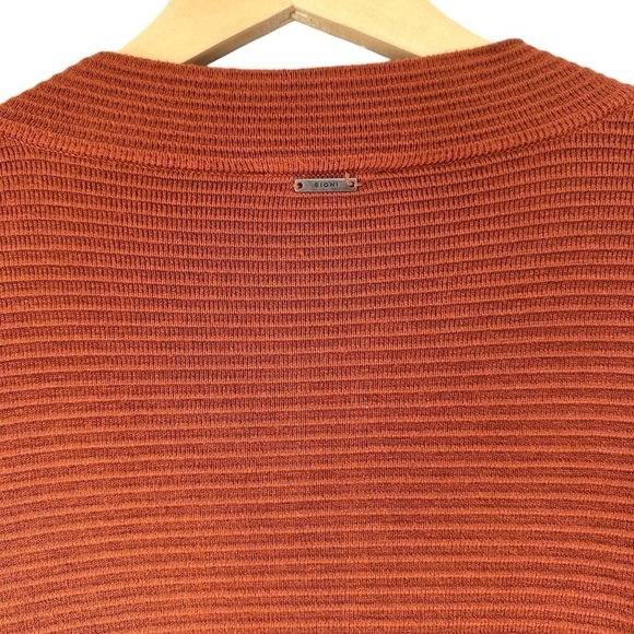 Sioni Burnt Orange Ribbed Open Front Long Cardigan Sweater, Medium - Picture 3 of 8